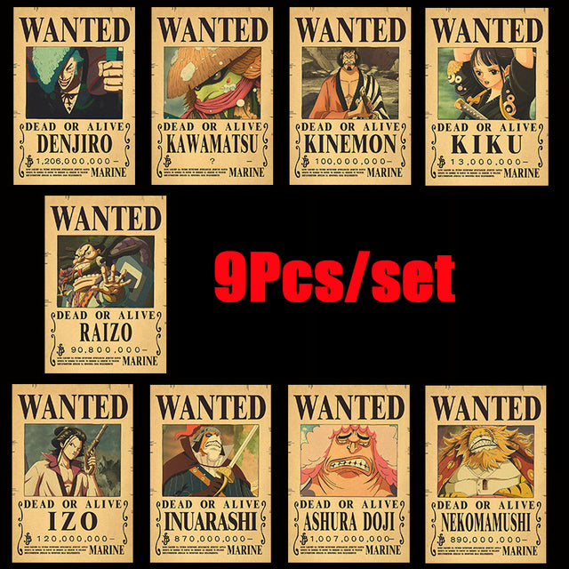 10Pcs/set One Piece Anime Vintage Posters